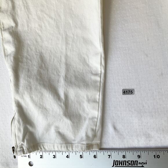 Lauren Ralph Women Pants 12 White Chino Zipper 30" Inseam Mid Rise Straight - Picture 7 of 10